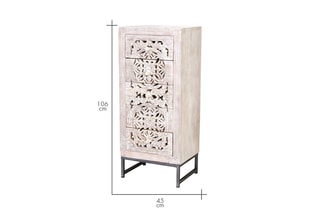Chiffonnier 5 tiroirs - Blanc vieilli
