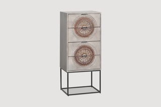 Chiffonnier 4 tiroirs - Gris et marron