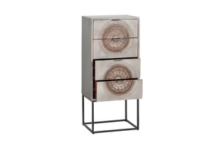 Chiffonnier 4 tiroirs - Gris et marron