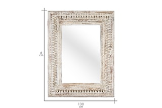 Miroir en manguier - 100 x 130 x 6 cm - Blanc