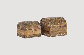 2 coffres de rangement en manguier - 28 x 23 x 23/33 x 28 x 28 cm
