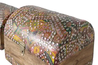 2 coffres de rangement en manguier - 28 x 23 x 23/33 x 28 x 28 cm