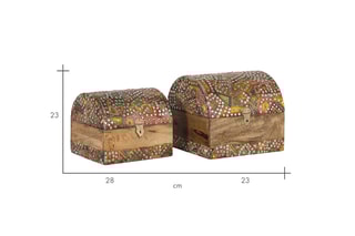 2 coffres de rangement en manguier - 28 x 23 x 23/33 x 28 x 28 cm
