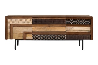 Meuble TV 2 portes en manguier - 55 x 140 x 40 cm