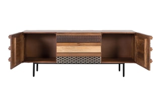 Meuble TV 2 portes en manguier - 55 x 140 x 40 cm