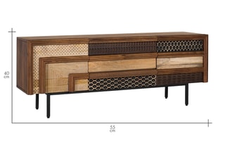 Meuble TV 2 portes en manguier - 55 x 140 x 40 cm
