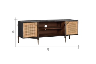 Meuble TV 2 portes en manguier - 56 x 150 x 40 cm