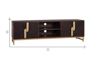 Meuble TV 2 portes en manguier - 57 x 180 x 42 cm