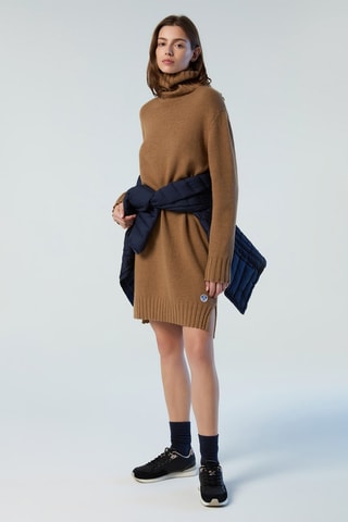 Vestido-camisola em lã e caxemira - Camel