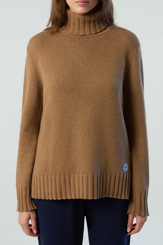 Camisola em lã e caxemira Camel
