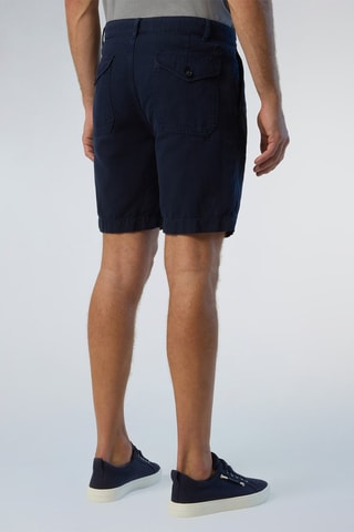 Bermudas regular de linho - Azul-marinho