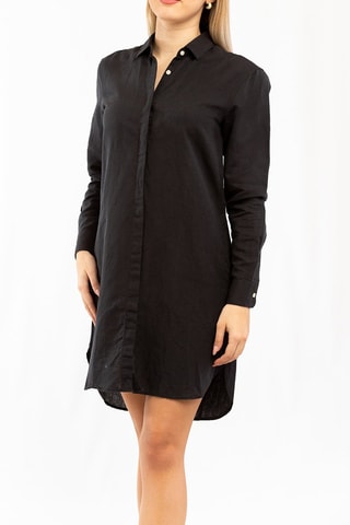 Vestido-camisa em linho Preto
