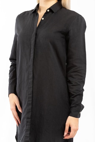 Vestido-camisa em linho Preto