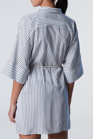 Vestido-camisa Branco e azul-marinho
