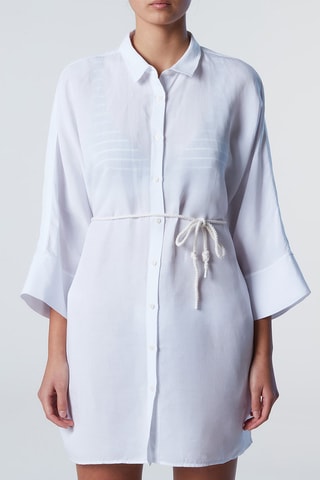 Vestido-camisa em linho Branco