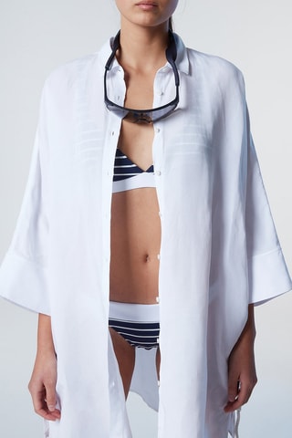Vestido-camisa em linho Branco