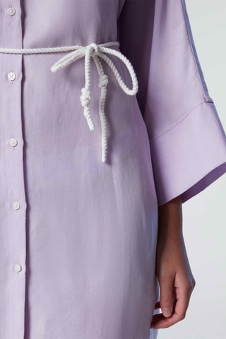 Vestido-camisa em linho Lilás