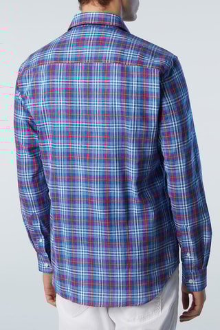 Camisa regular em linho Azul e vermelho