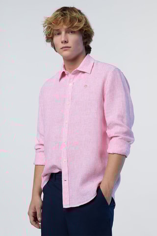 Camisa regular de linho - Rosa