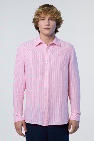 Camisa regular de linho - Rosa