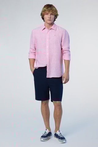 Camisa regular de linho - Rosa