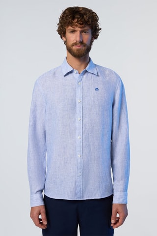 Camisa regular de linho - Azul