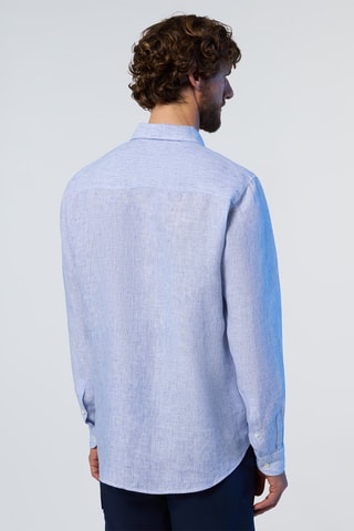 Camisa regular de linho - Azul