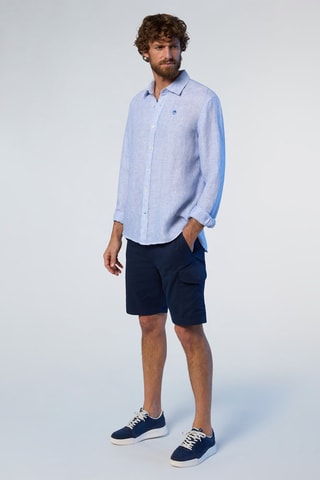 Camisa regular de linho - Azul