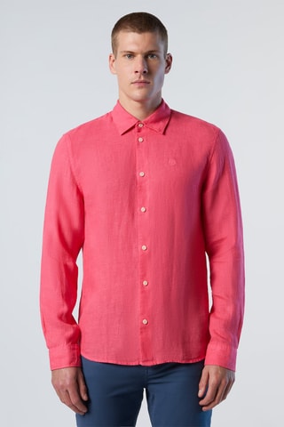 Camisa regular de linho - Coral