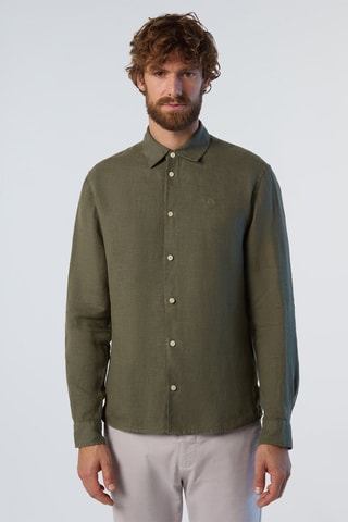 Camisa regular de linho - Verde
