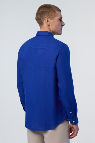 Camisa regular de linho - Azul