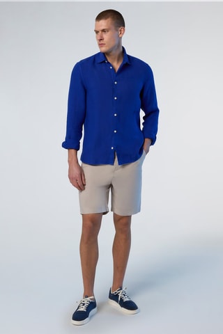 Camisa regular de linho - Azul