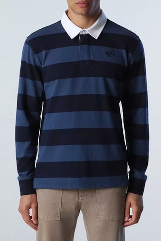 Polo às riscas Azul-marinho e caqui