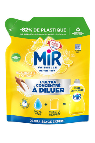 6 x L'ultra concentré à diluer Mir vaisselle  Bicarbonate et Citron - 150 ml