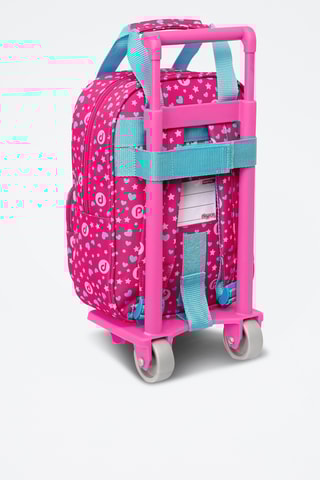 Mochila com rodinhas Pinypon - Rosa e azul-celeste