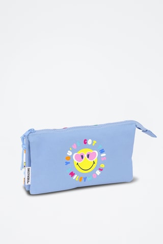 Estojo Smiley - Azul-celeste