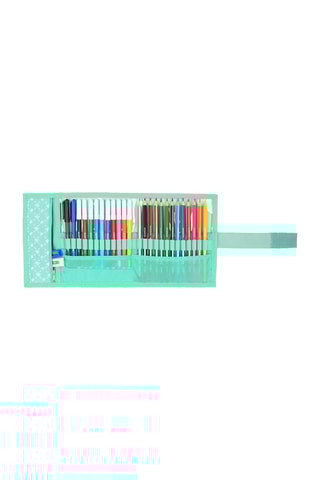 Etui à cayons avec 27 accessoires Vert
