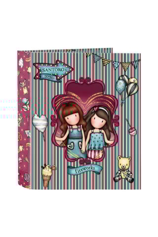 Caderno com espirais Santoro’s Fireworks - Fúcsia e turquesa - 27 x 33 x 6 cm