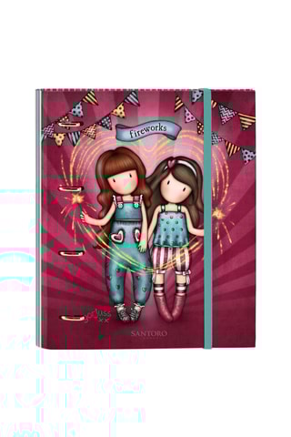 Dossier com argolas Santoro’s Fireworks Fúcsia e turquesa 27 x 32 x 3,5 cm