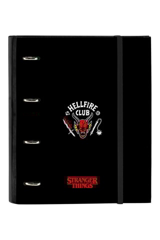 Dossier com argolas Stranger Things - Preto - 27 x 32 x 3,5 cm