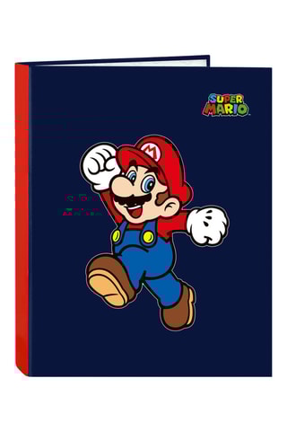 Dossier com argolas Super Mario - Azul-marinho e vermelho - 26,5 x 33 x 4 cm