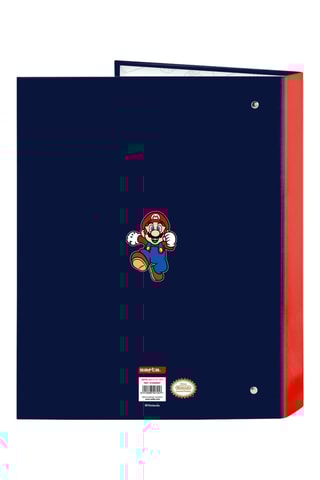 Dossier com argolas Super Mario - Azul-marinho e vermelho - 26,5 x 33 x 4 cm