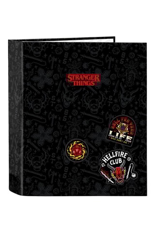 Dossier com argolas Stranger Things - Preto - 27 x 33 x 6 cm