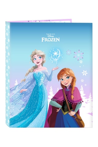 Classeur à anneaux Elsa et Anna La Reine des Neiges Disney - Violet et ciel - 26,5 x 33 x 4 cm