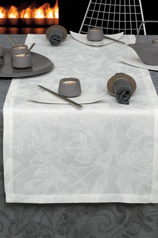 Caminho de mesa em linho Tivoli Branco - 50 x 270 cm