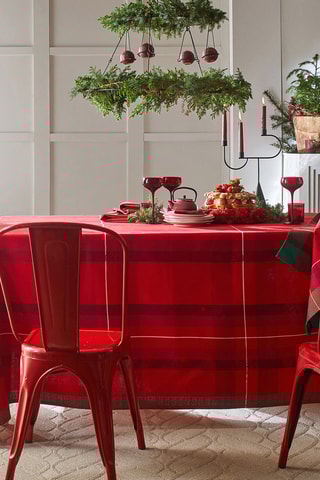 Toalha de mesa quadrada Hiver en Ecosse - Vermelho