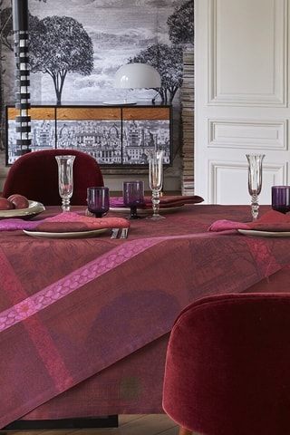 Toalha de mesa em linho Symphonie Baroque - Vermelho e violeta