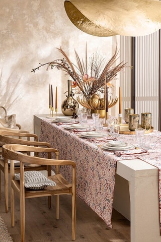 Toalha de mesa em linho Campagne - Rosa-claro e vermelho