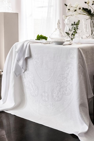 Toalha de mesa em linho Evasion Céleste - Branco