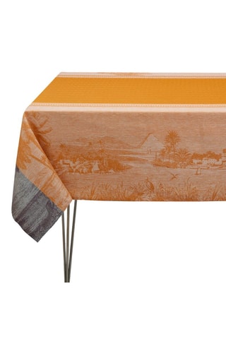 Toalha de mesa em linho Croisière sur le Nil - Laranja e cinzento